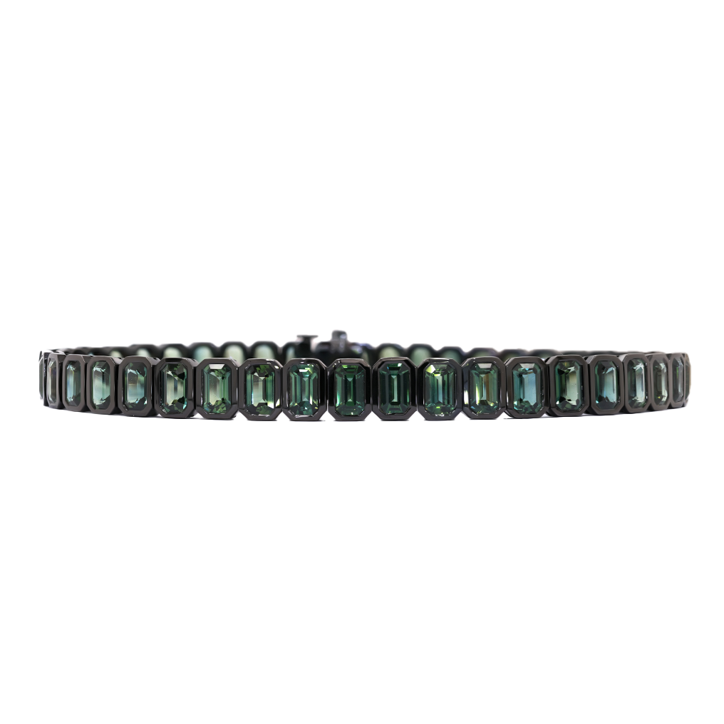 Blackened 18K White Gold Sapphire Bracelet - 4565