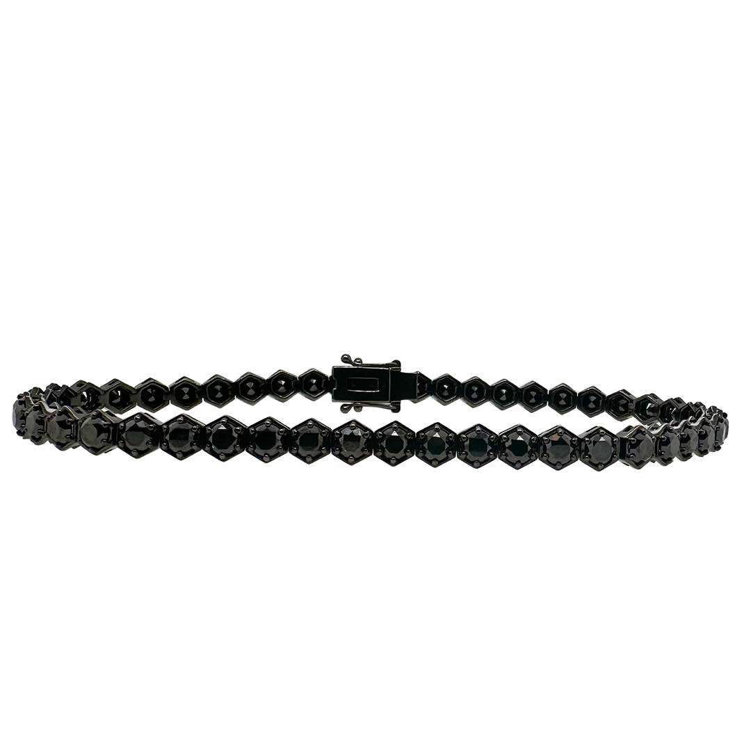 18K Blackened White Gold Black Diamond Bracelet - 10382DBK 8.5