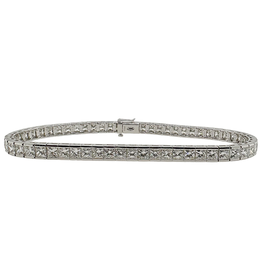 Platinum and 18K White Gold Diamond Tennis Bracelet - 10346D 8.5