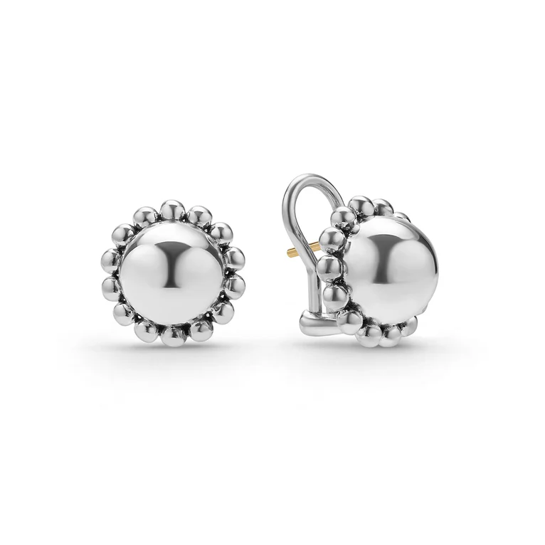 LAGOS Sterling Silver Caviar Bubbly Omega Clip Earrings