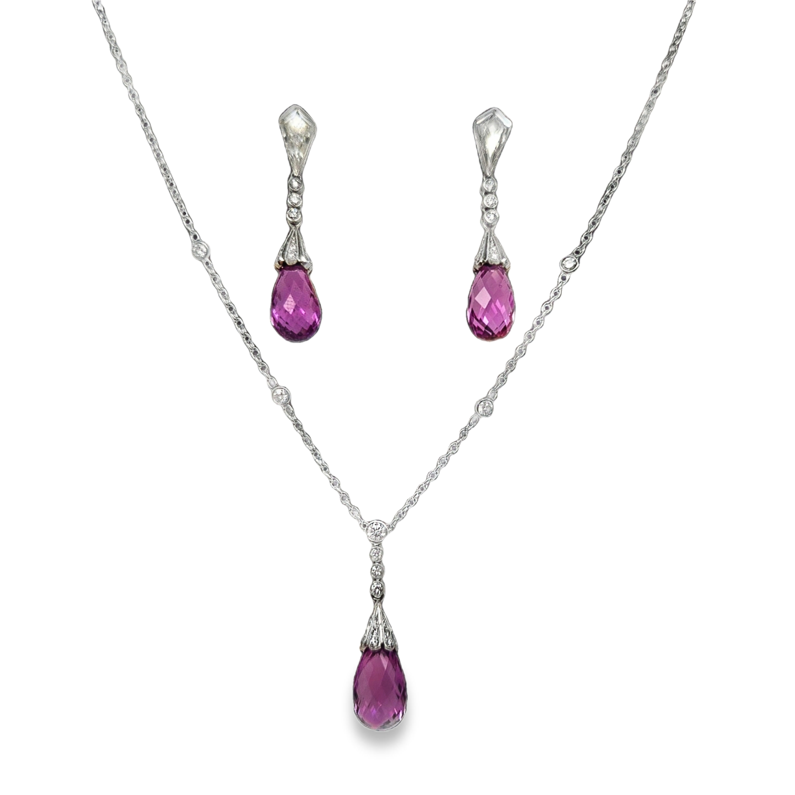 PT SAPPHIRE DIAMOND NECKLACE & EARRING ESTATE SUITE - 1 OF A KIND 39