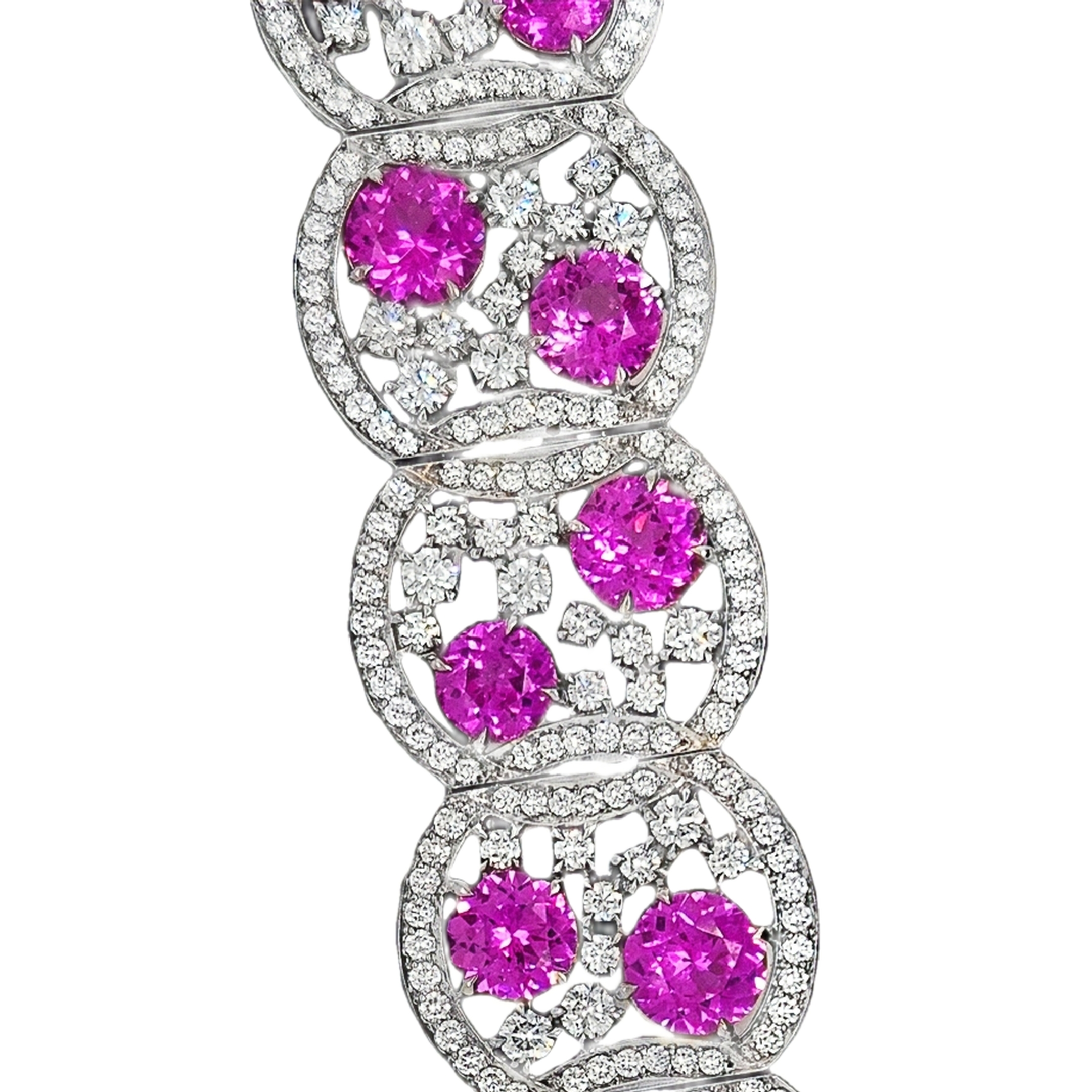 Platinum Pink Sapphire and Diamond Bracelet