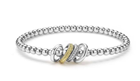 Two-Tone Four Ring Diamond Stretch Bracelet