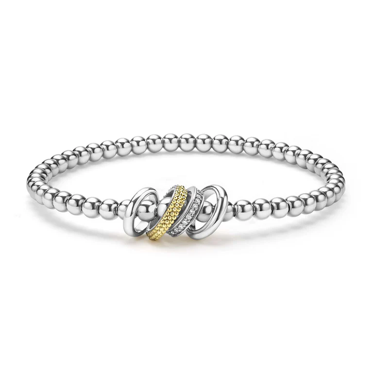 Two-Tone Four Ring Diamond Stretch Bracelet