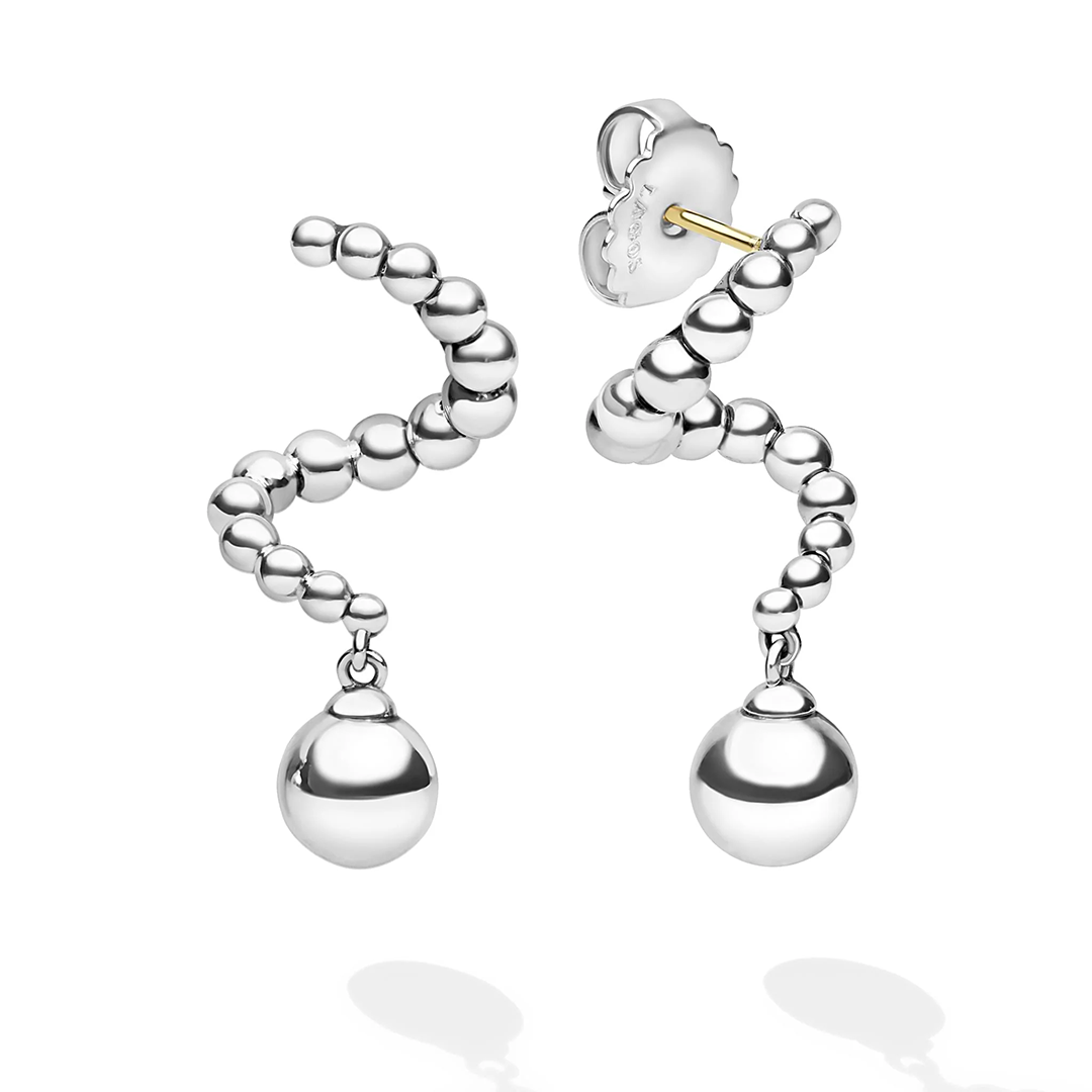 LAGOS Sterling Silver Caviar Bubbly Beaded Statement Drop Earrings