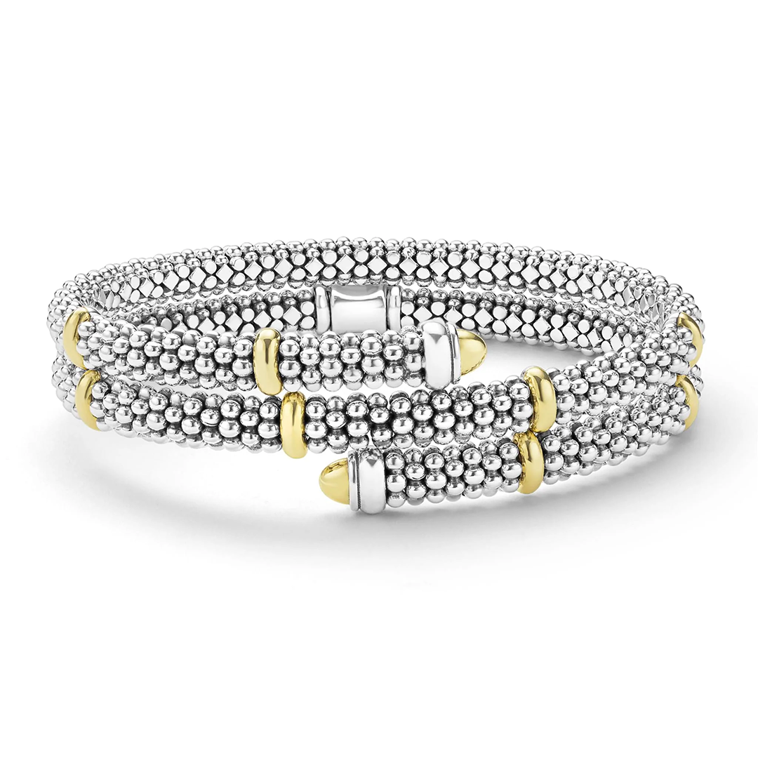 LAGOS Sterling Silver and 18K Yellow Gold Signature Caviar Wrap Bracelet