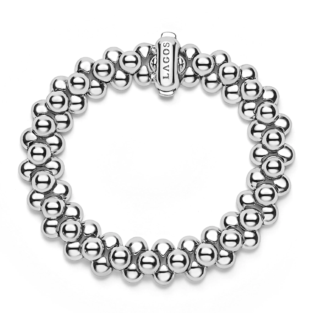 LAGOS Sterling Silver Caviar Bubbly Three Row Beaded Bracelet