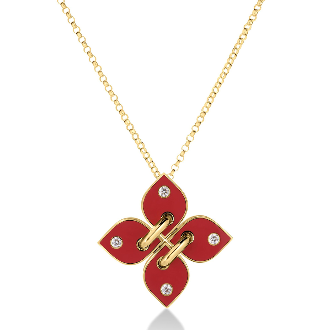 Roberto Coin 18K Yellow Gold Love in Verona Enamel and Diamond Necklace
