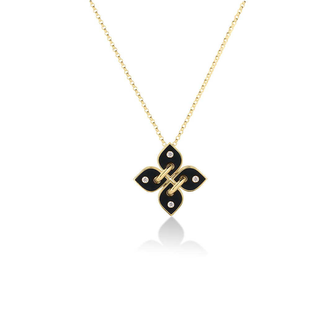 Roberto Coin 18K Yellow Gold Love in Verona Enamel and Diamond Necklace