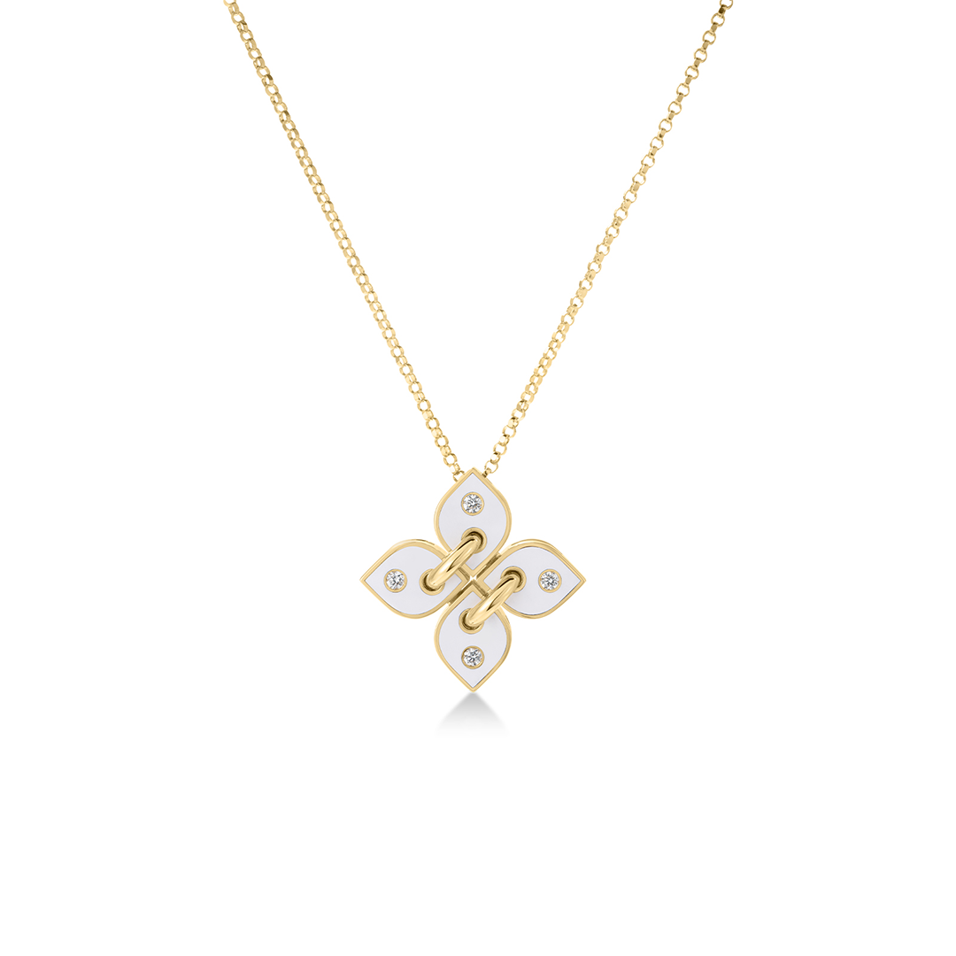 Roberto Coin 18K Yellow Gold Love in Verona Enamel and Diamond Necklace