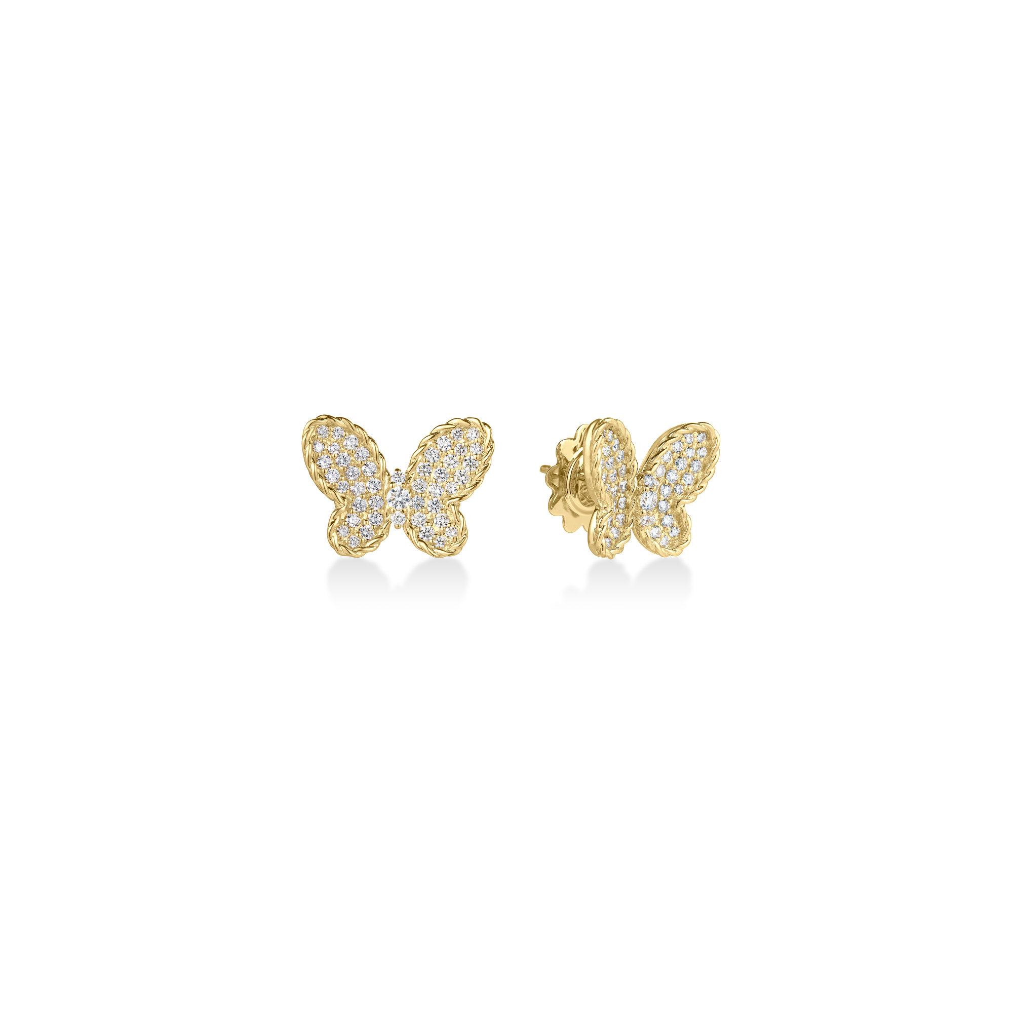 Roberto Coin 18K Yellow Gold Jasmine Diamond Butterfly Earrings