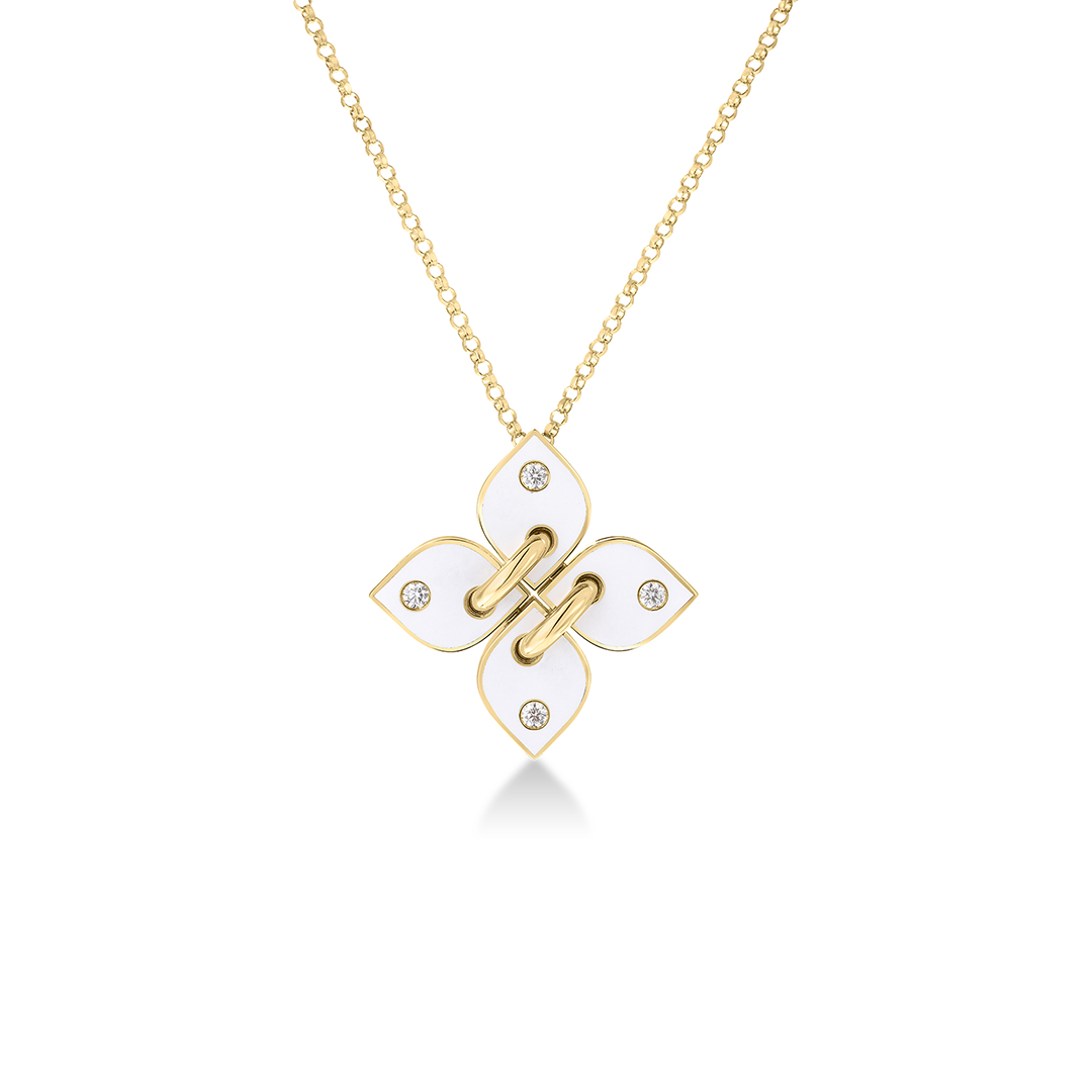 Roberto Coin 18K Yellow Gold Love in Verona Enamel and Diamond Necklace
