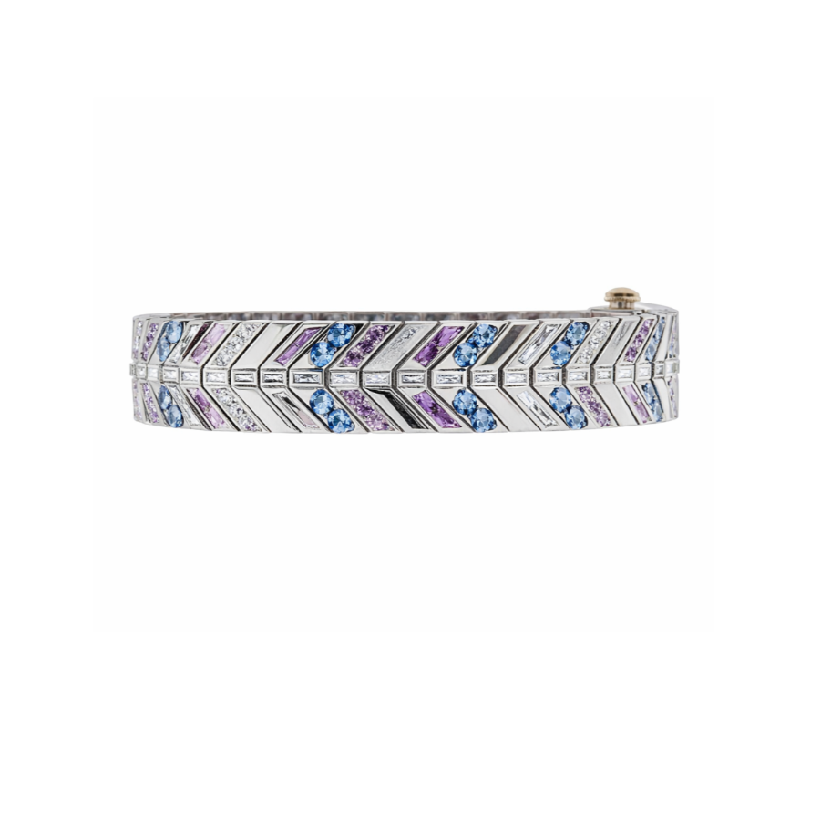 Robert Procop Platinum Masterpiece Sapphire and Diamond Chevron Bracelet - 55422