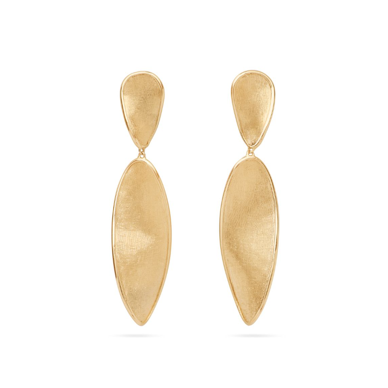 Marco Bicego 18K Yellow Gold Lunaria Twist Elongated Oval Drop Earrings