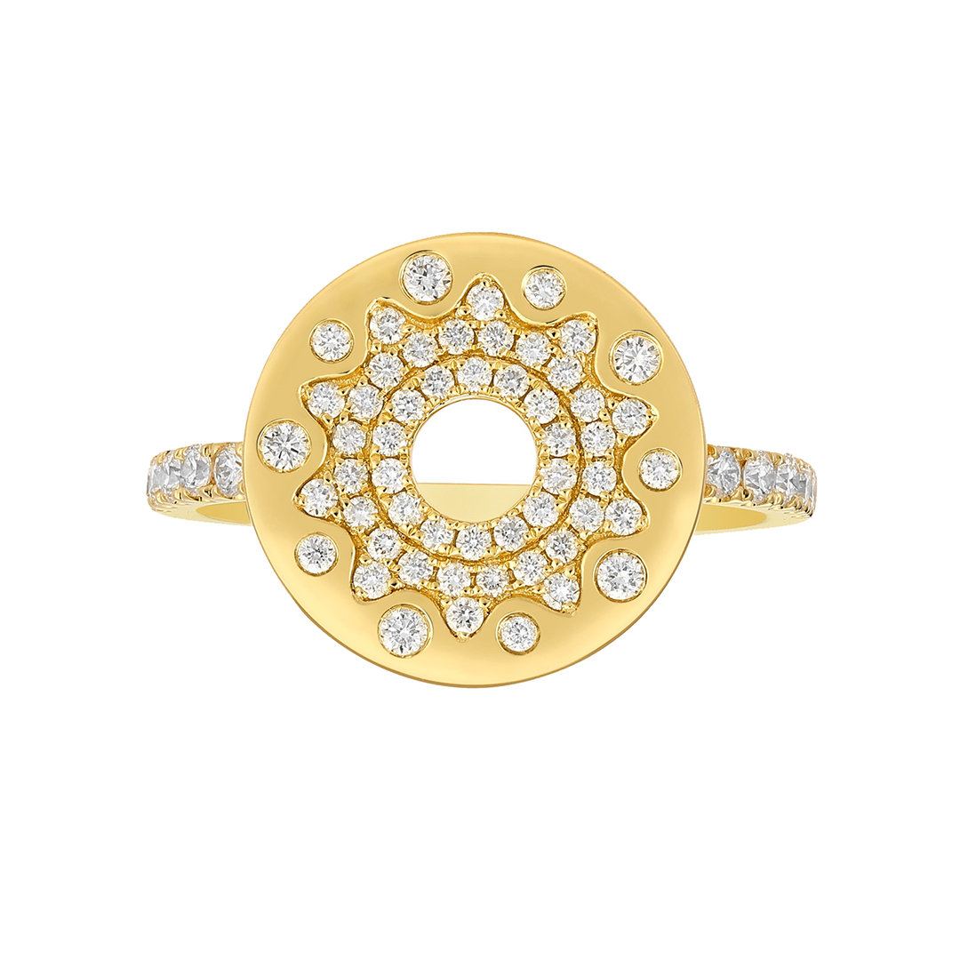 14K Yellow Gold Diamond Circle Ring