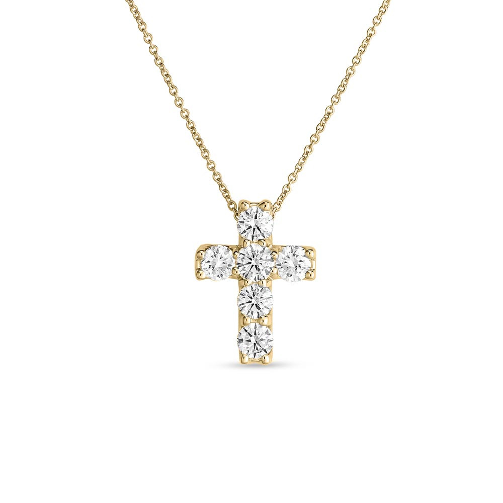 Roberto Coin 18K Yellow Gold Tiny Treasures Diamond Cross Necklace