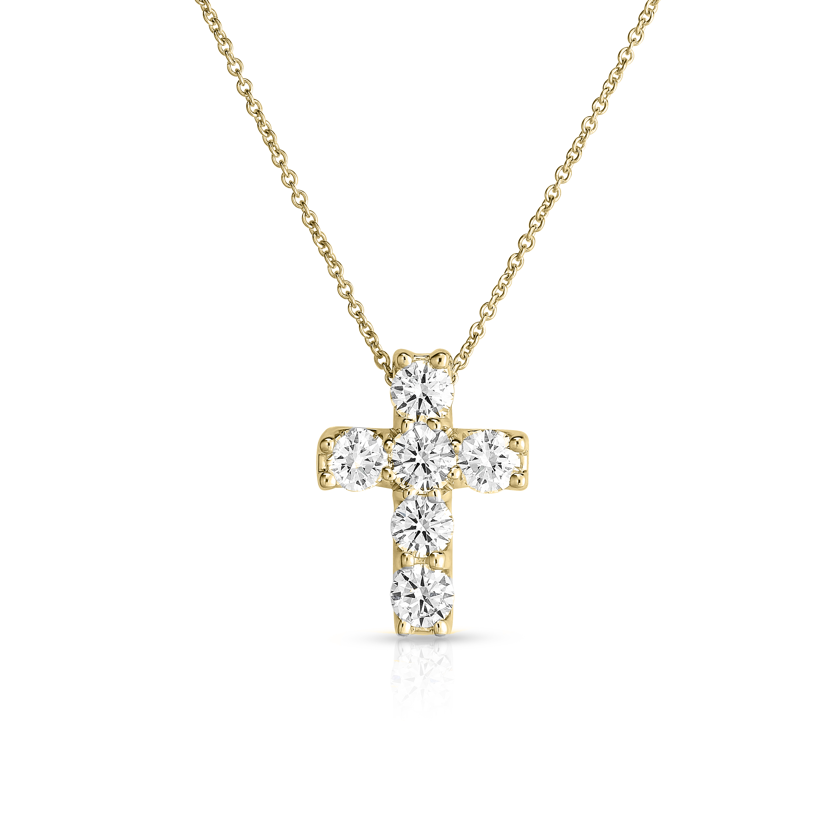 Roberto Coin 18K Yellow Gold Tiny Treasures Diamond Cross Necklace