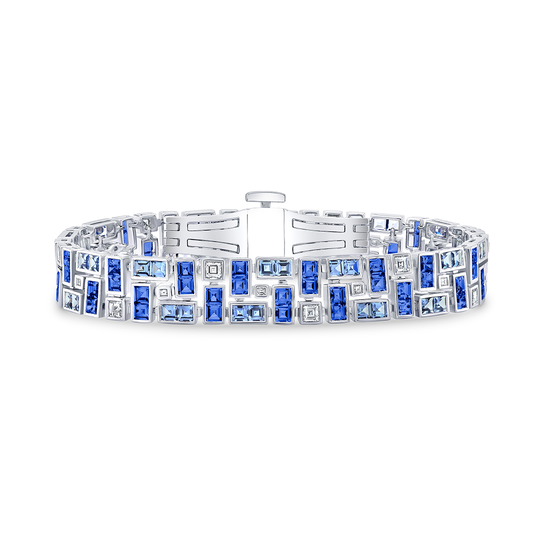 Robert Procop Platinum and 18K White Gold Sapphire and Diamond Bracelet - 55533