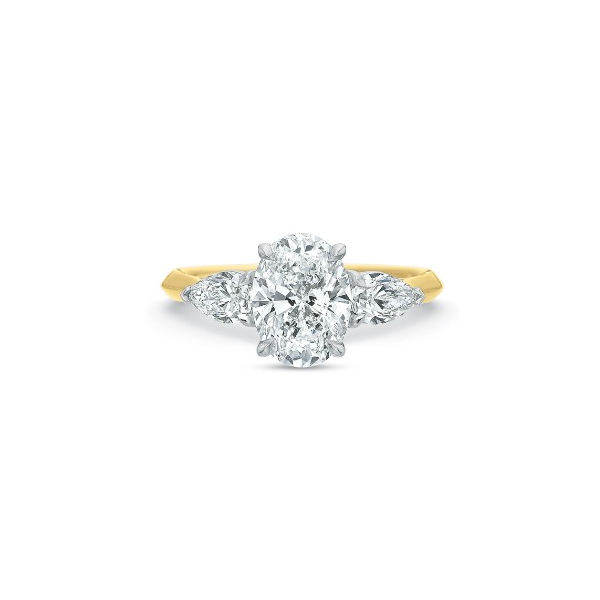 18K Yellow Gold and Platinum Diamond Three Stone Semi Mount