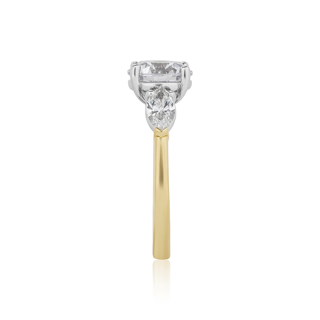Precision Set 18K Yellow Gold and Platinum Diamond Semi Mounting