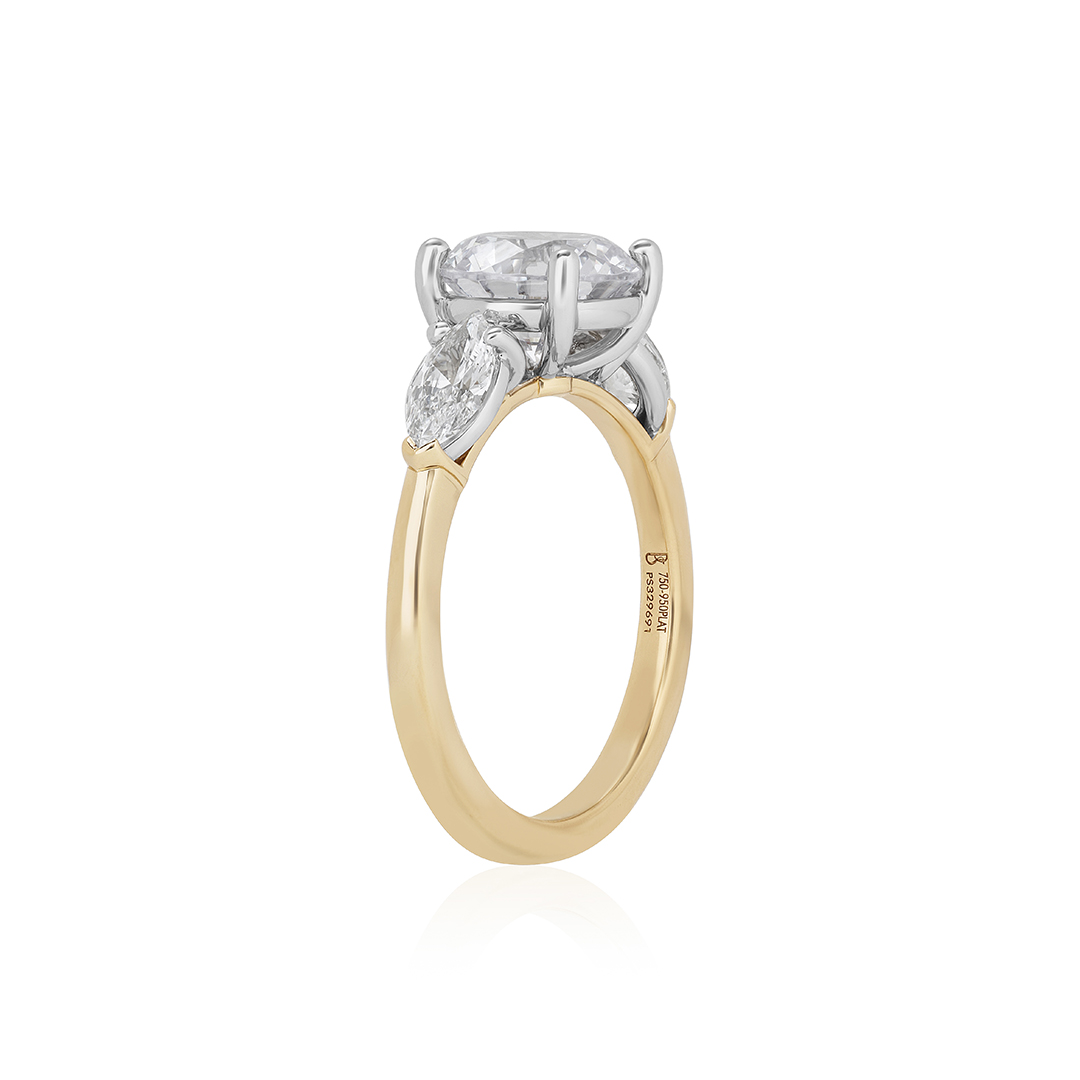 Precision Set 18K Yellow Gold and Platinum Diamond Semi Mounting