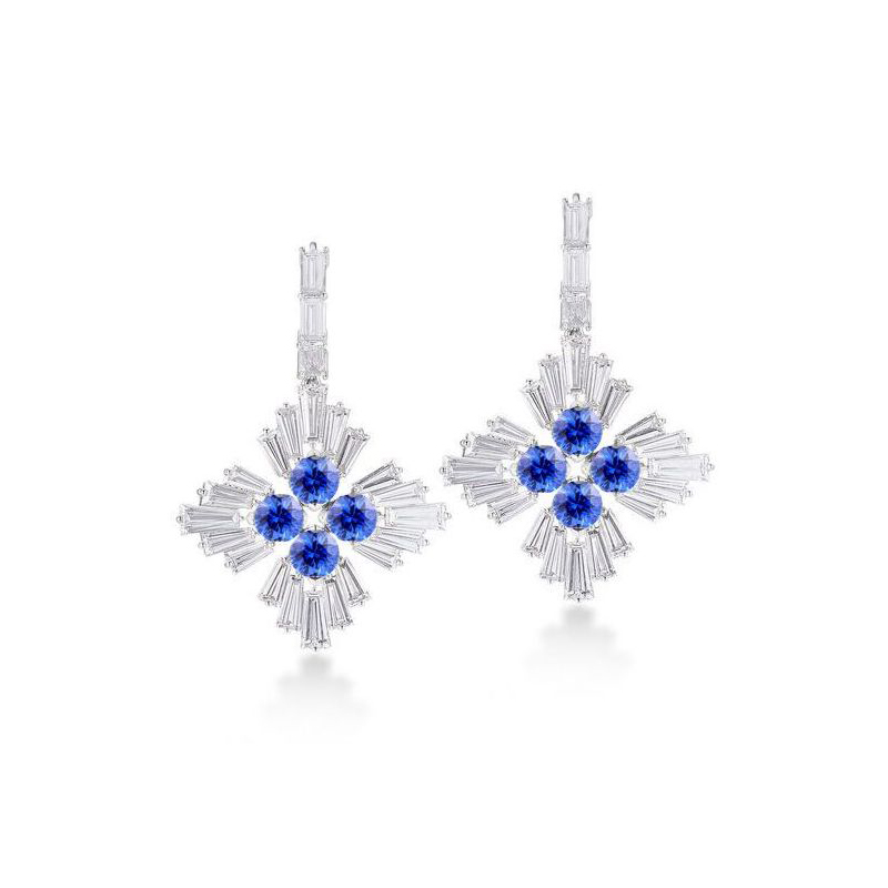 Roberto Coin 18K White Gold Diamond and Blue Sapphire Drop Earrings - 8883799AWERXS