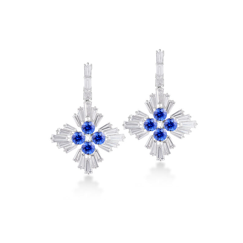 Roberto Coin 18K White Gold Diamond and Blue Sapphire Drop Earrings