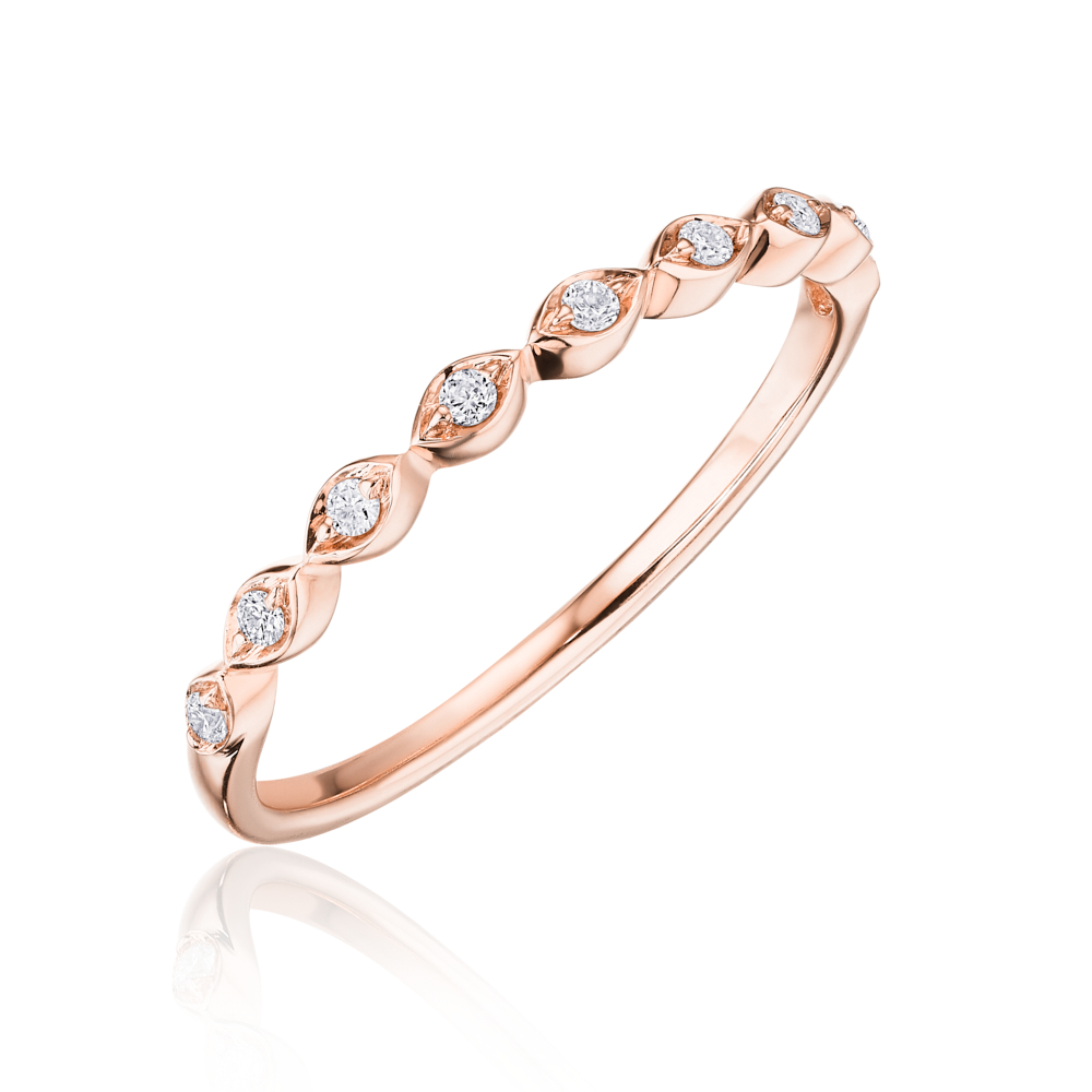 Henri Daussi 14K Rose Gold Diamond Band