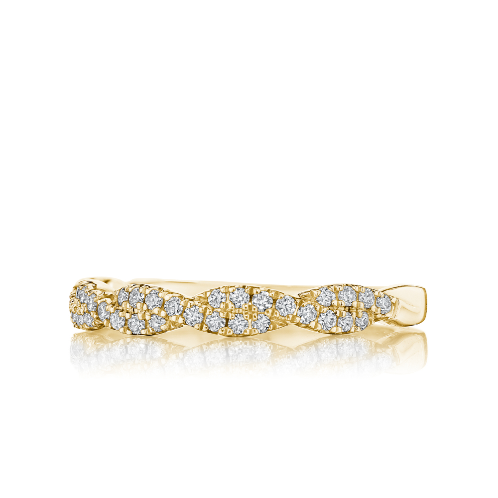 Henri Daussi 14K Yellow Gold Diamond Halfway Twist Band