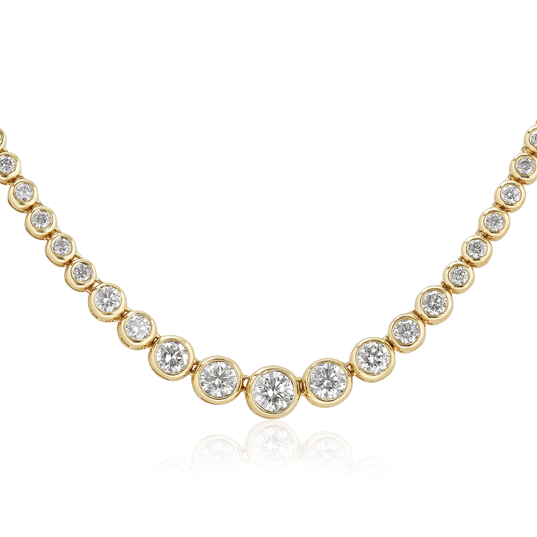 14K Yellow Gold Diamond Tennis Necklace