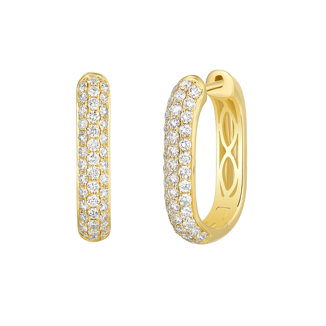 14K Yellow Gold Diamond Hoop Earrings