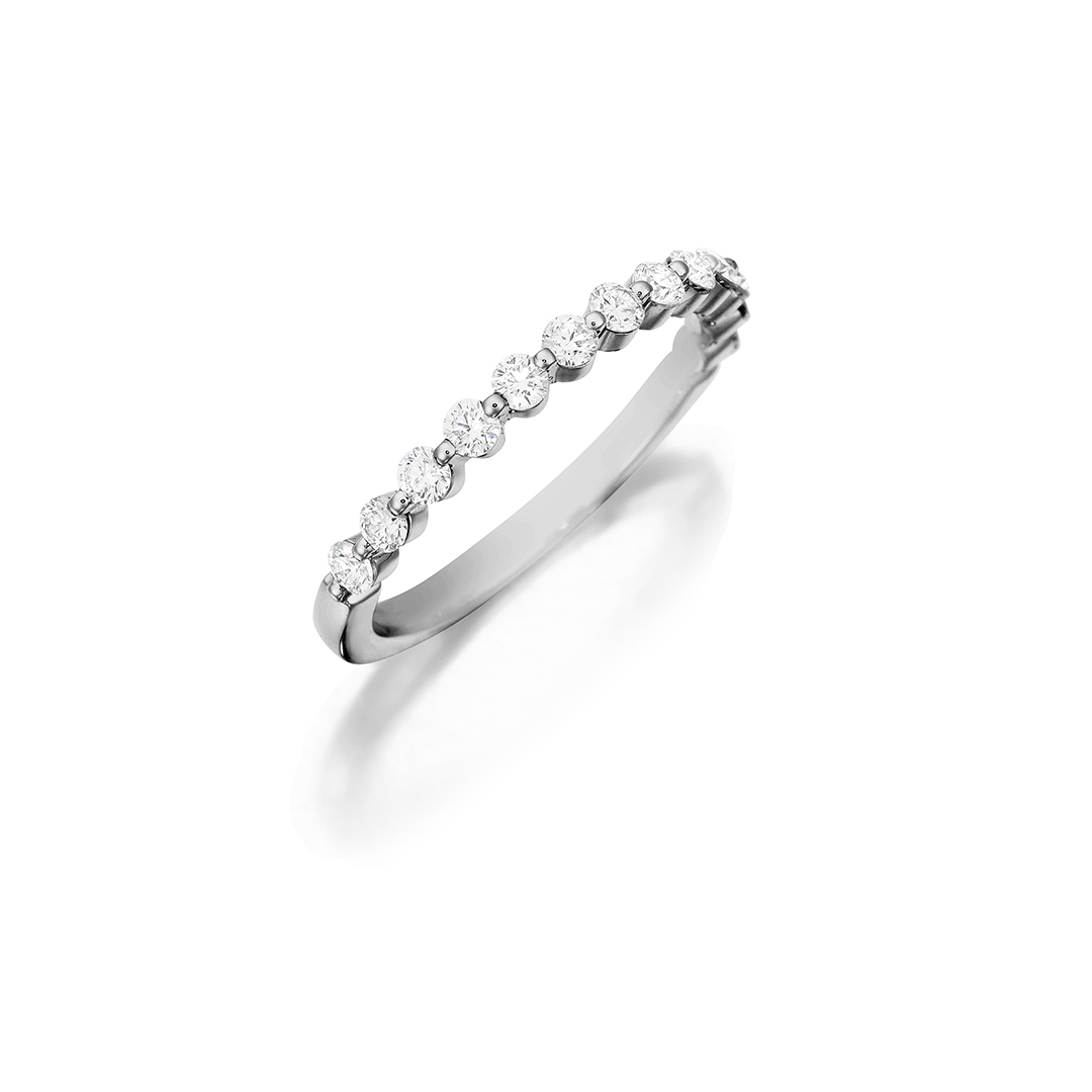 Henri Daussi 18K White Gold Diamond Band