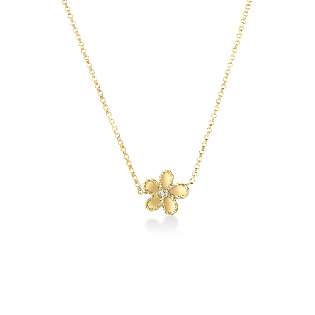 Roberto Coin 18K Yellow Gold Jasmine Diamond Flower Necklace