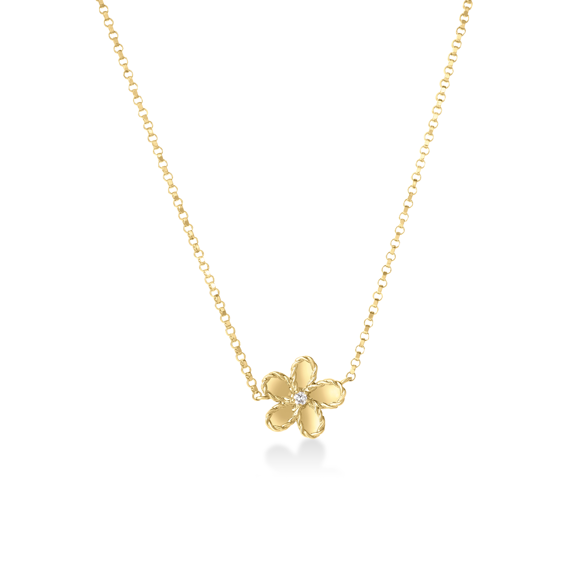 Roberto Coin 18K Yellow Gold Jasmine Diamond Flower Necklace