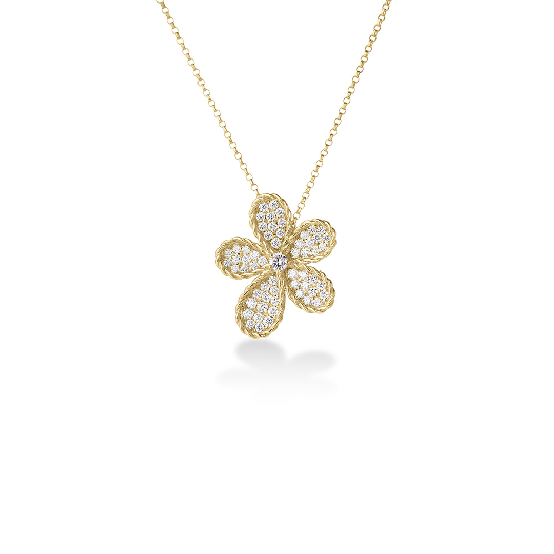 Roberto Coin 18K Yellow Gold Jasmine Diamond Flower Necklace