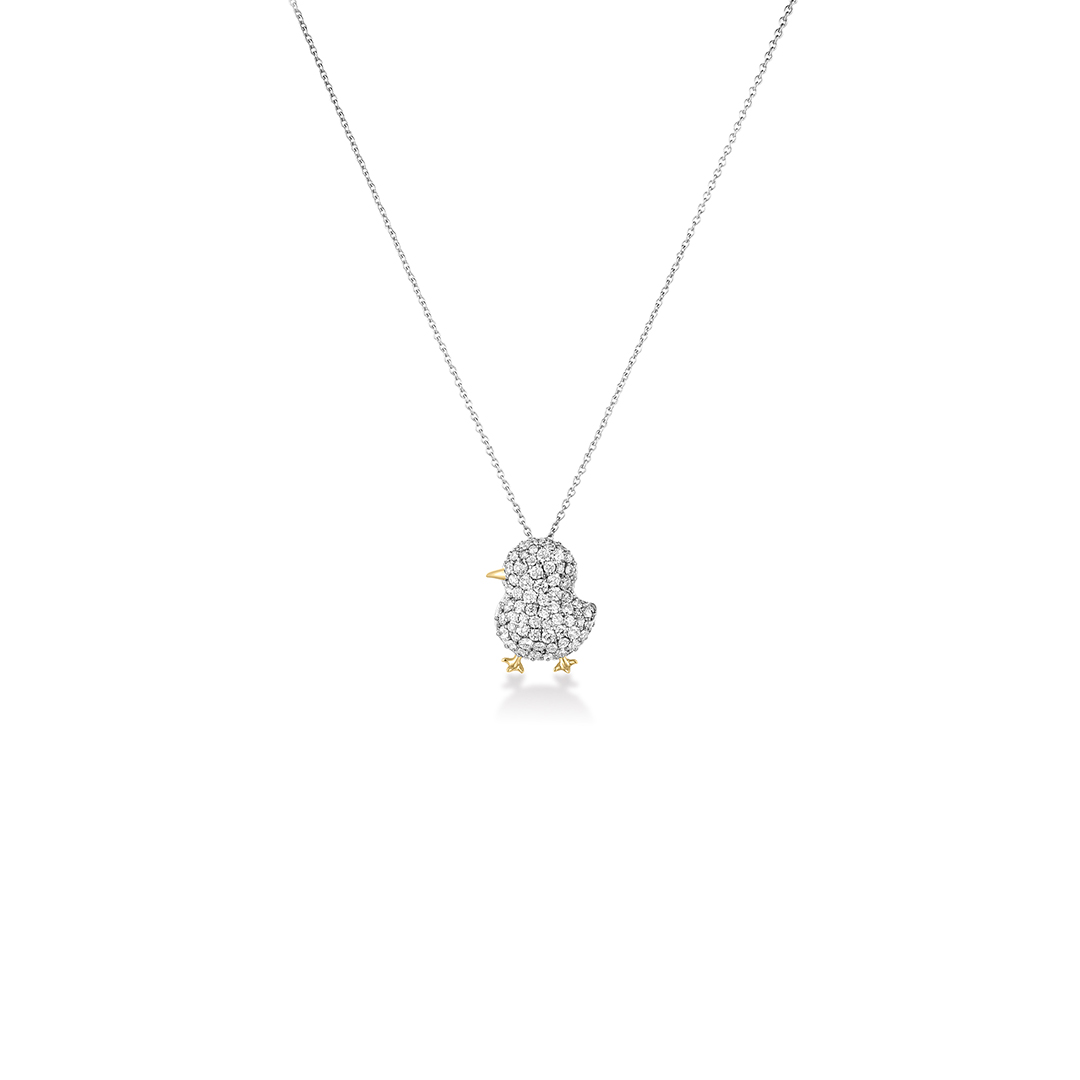 Roberto Coin 18K White and Yellow Gold Tiny Treasures Diamond Chick Necklace