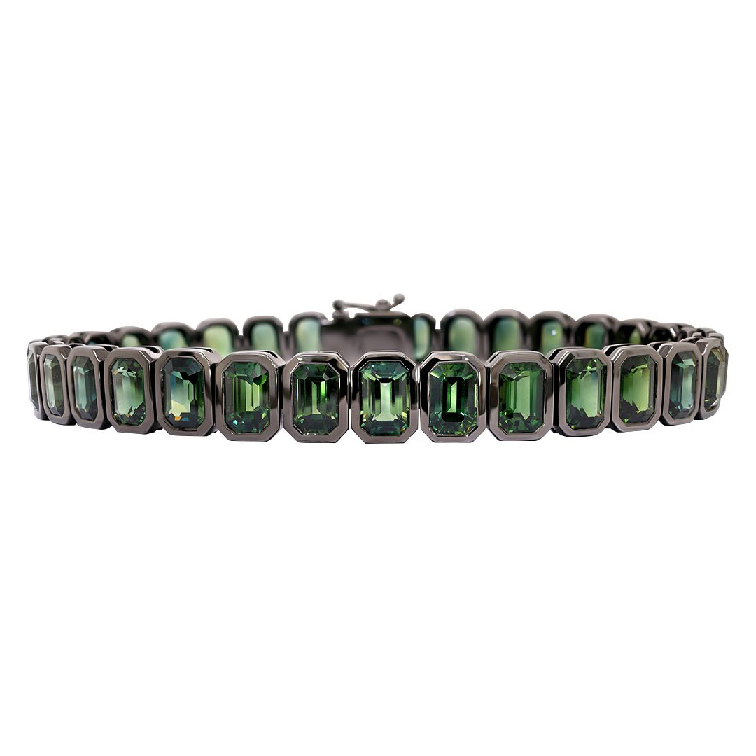 Blackened 18K White Gold Sapphire Bracelet