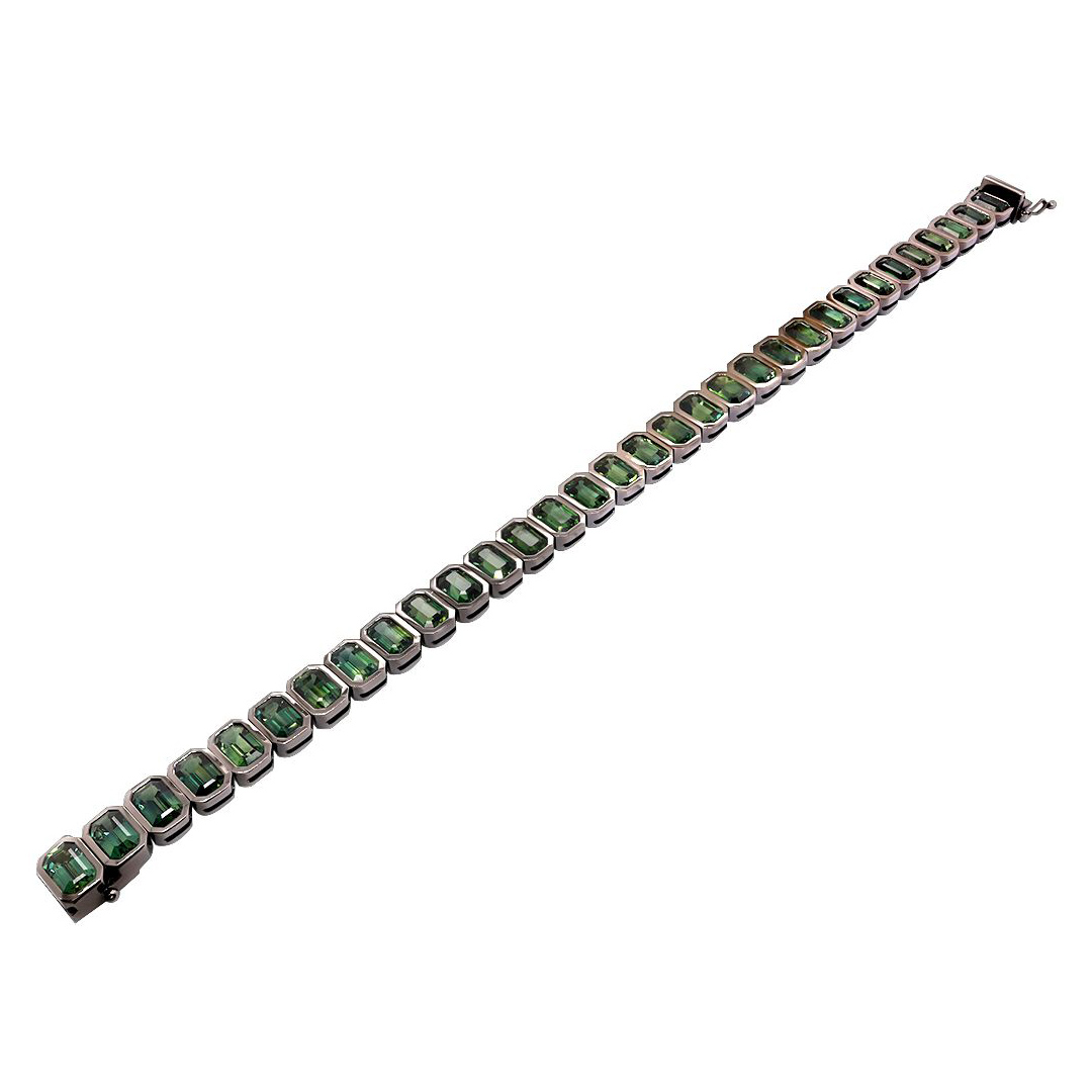 Blackened 18K White Gold Sapphire Bracelet