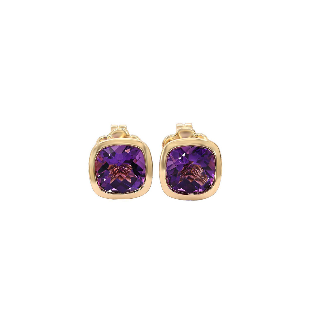 18K Yellow Gold Amethyst Earrings