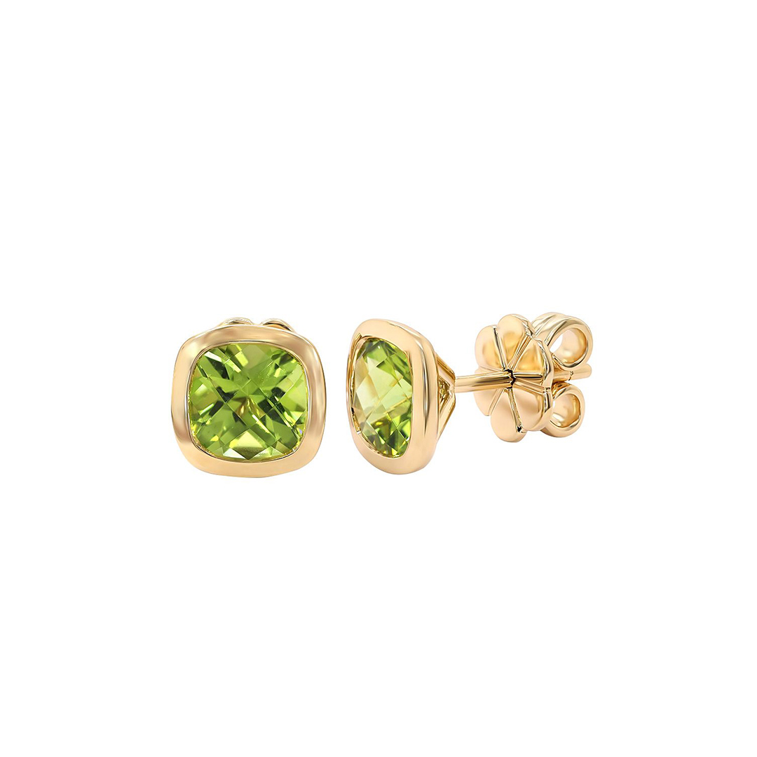 18K Yellow Gold Peridot Earrings