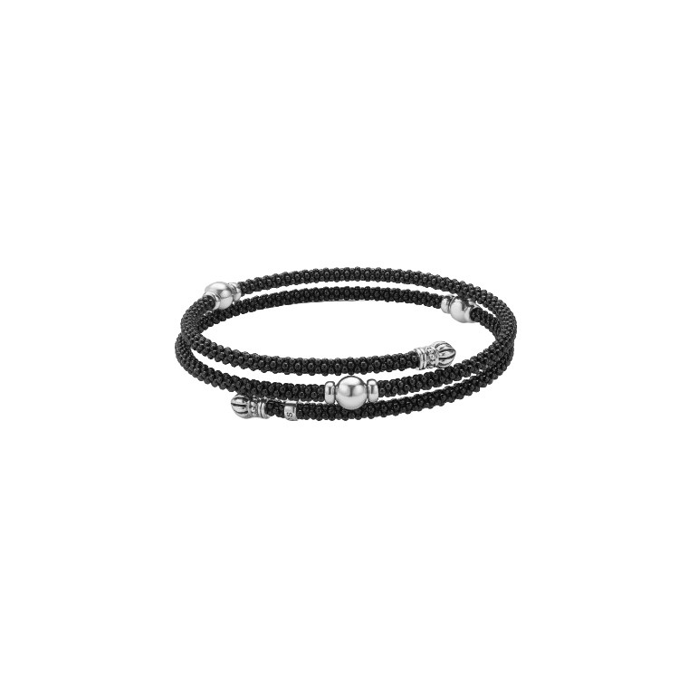 LAGOS Black Ceramic and Sterling Silver Wrap Bracelet