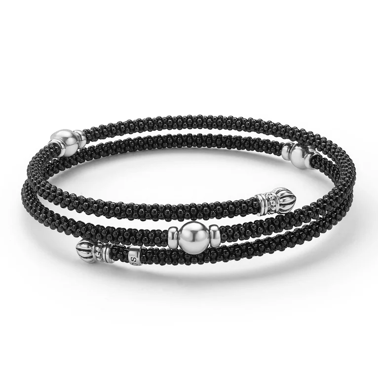 LAGOS Black Ceramic and Sterling Silver Wrap Bracelet