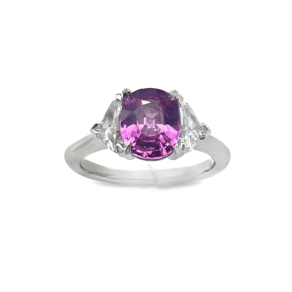 Piranesi Platinum Pink Sapphire and Diamond Three-Stone Ring