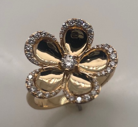 18Y 0.38TW HI SI FLOWER RING SZ 7