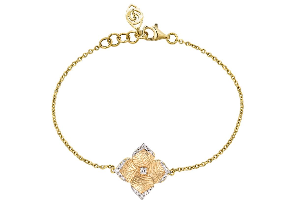 18K Yellow Gold Diamond Small Flower Bracelet