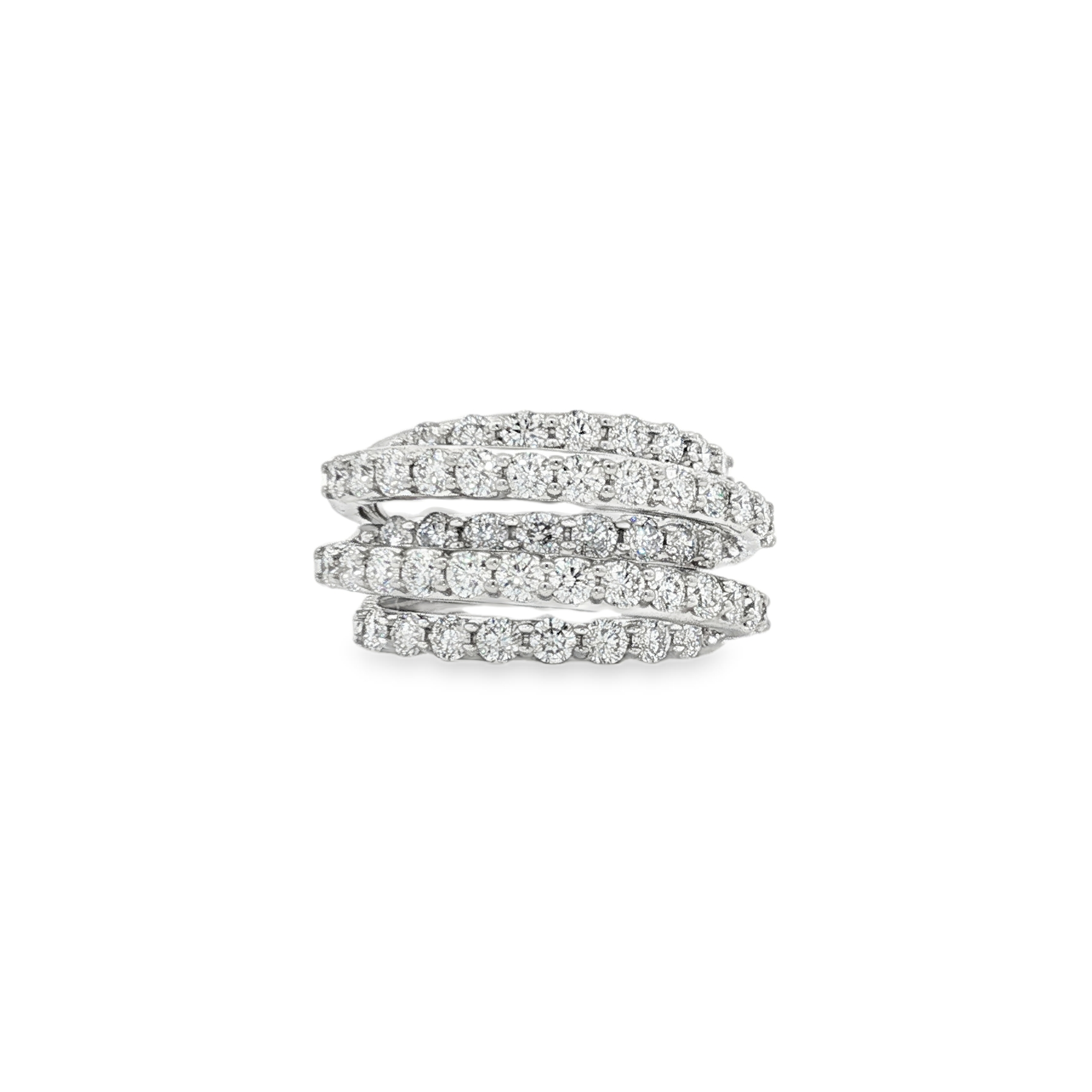 18K White Gold 5 Row Diamond Ring