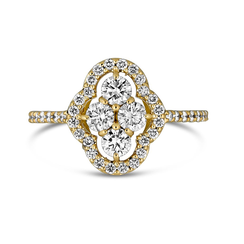18K Yellow Gold Diamond Halo Ring