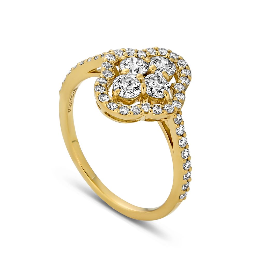 18K Yellow Gold Diamond Halo Ring