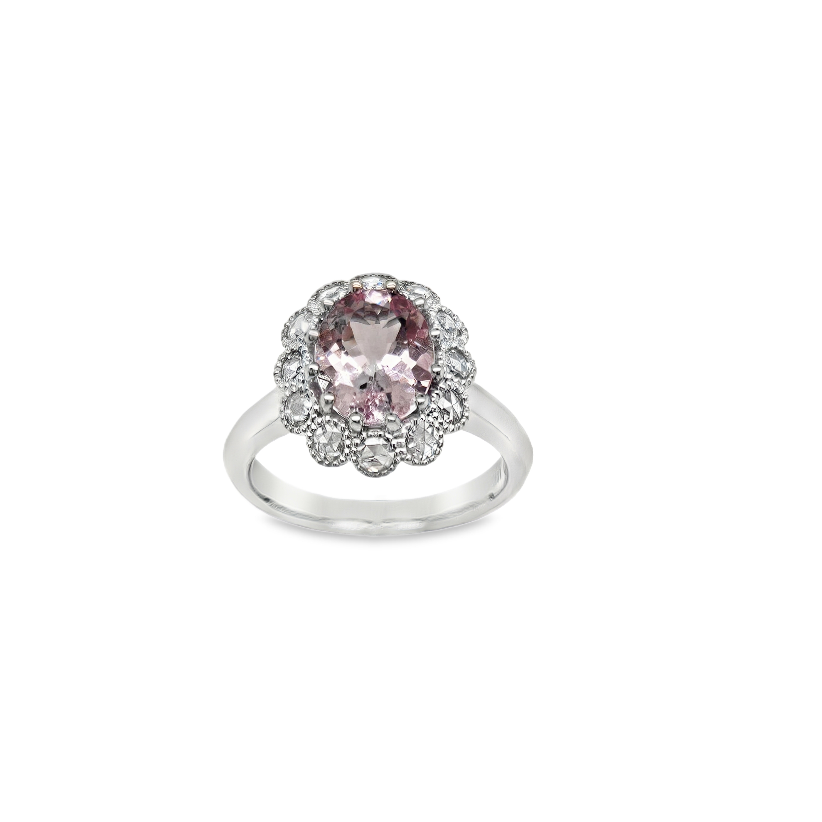 18K White Gold Morganite and Diamond Ring