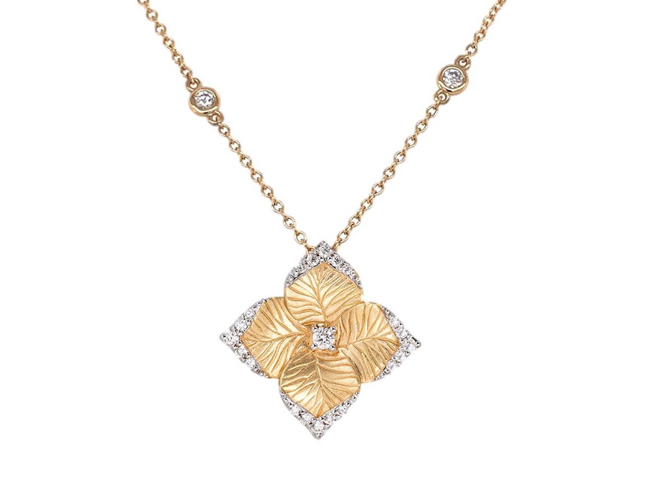 18K Yellow Gold Large Diamond Flower Necklace